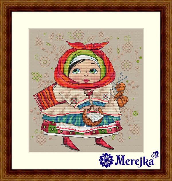 Broderikit Merejka K-24 - "Til markedet" 24x26 cm