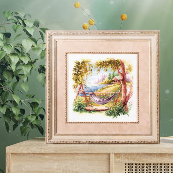 Broderikit Magic Needle "Tag tid til at slappe af" 18x18 cm