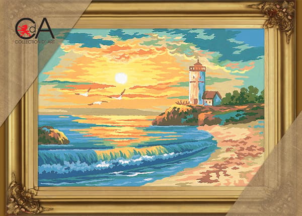 Kanavatyö Collection D`Art "Tuli auringonlaskussa" 22x30 cm