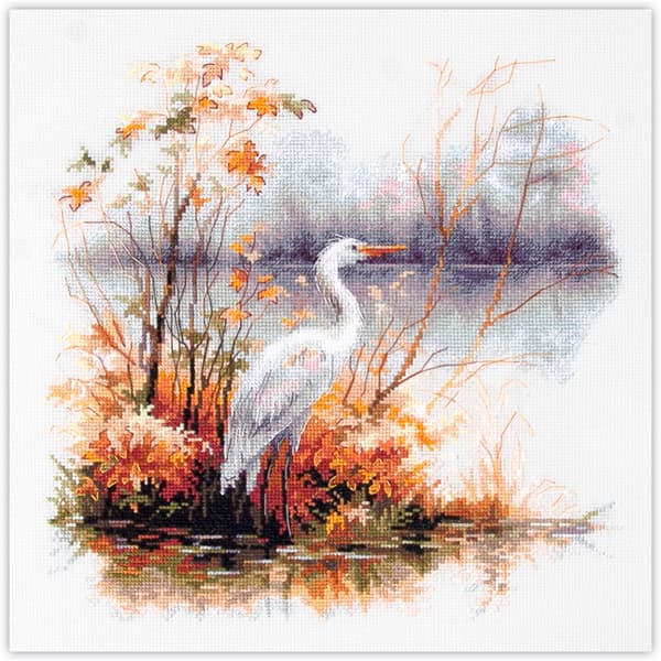 Broderikit Magic Needle "Vit häger" 26x26 cm