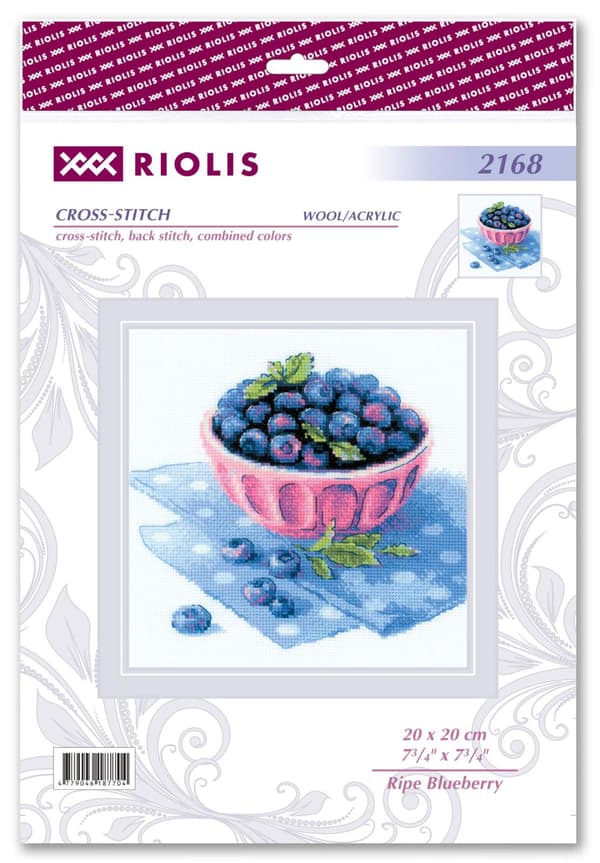 Broderisett Riolis "Moden blåbær" 20x20 cm