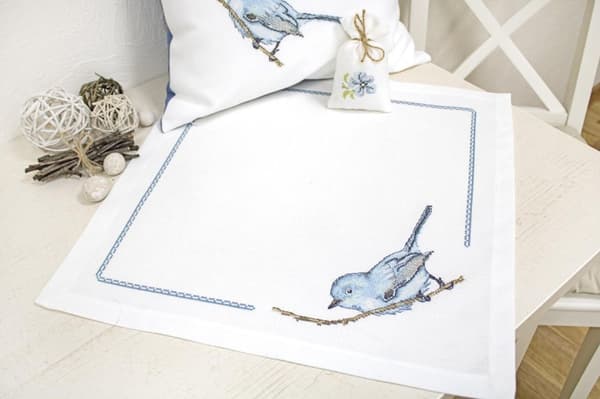 Broderisett Duk Luca-S "Sangfugl" 37x37 cm
