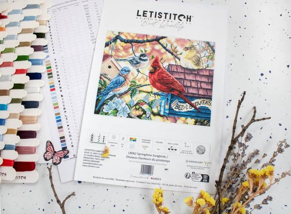 Broderikit LetiStitch L8062 - "Forårssangfugle" 33x26 cm