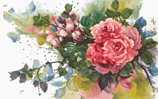 Broderikit Luca-S B2383 - "Röda rosor" 44x28 cm