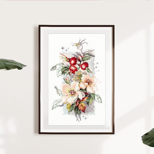 Broderikit Magic Needle "Hybenrose" 14x23 cm