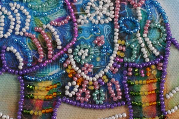 Perlebroderi Abris Art "Neonelefant" 15x15 cm