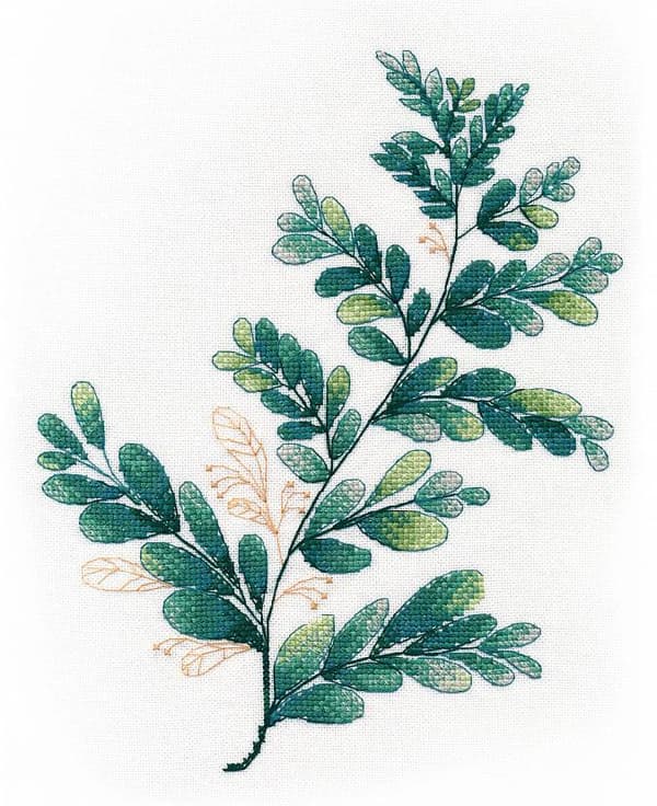Broderikit Oven "Tropiska blad" 20x25 cm