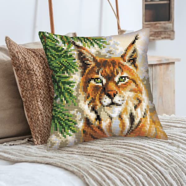 Broderikit Pude Collection D`Art 5438 - "Lodjur" 40x40 cm