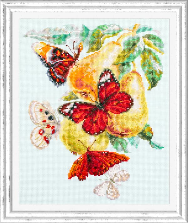 Broderikit Magic Needle "Sommerfugle og pærer" 21x27 cm