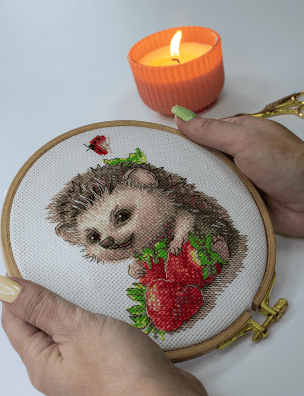 Broderikit Aine "Knus med pindsvin" 13x15 cm