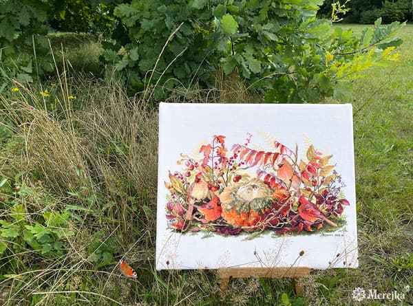 Broderikit Merejka K-190 - "Rapsodi i rødt" 26x43 cm