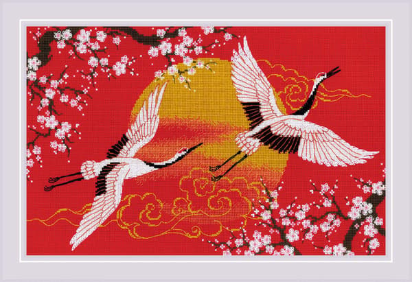 Broderikit Riolis "Under himlen. Tranor" 40x25 cm