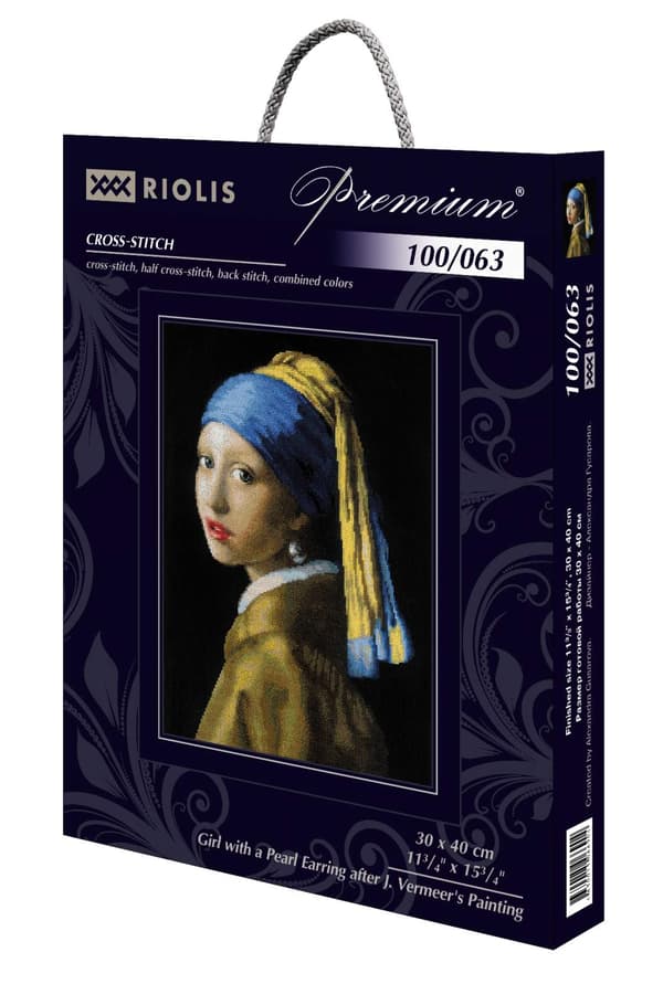 Broderikit Riolis "Pige med perleørering efter Vermeer" 30x40 cm
