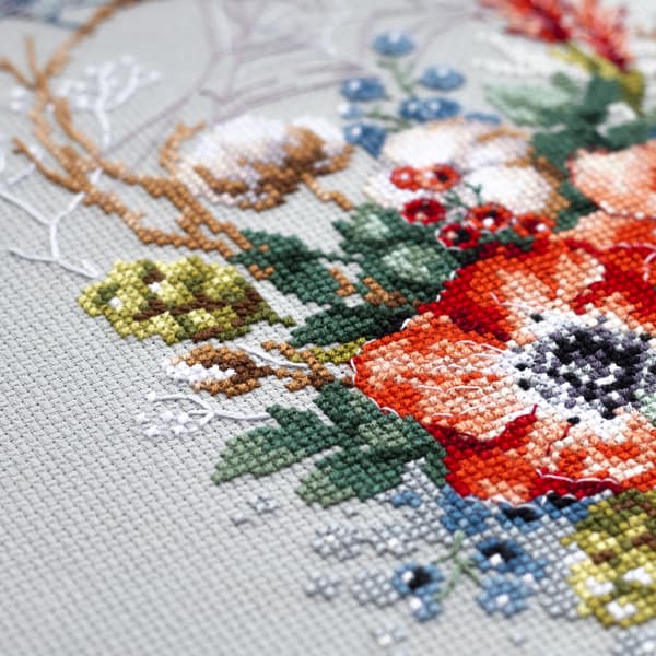 Broderisett Magic Needle "Valmue og bomull" 18x26 cm