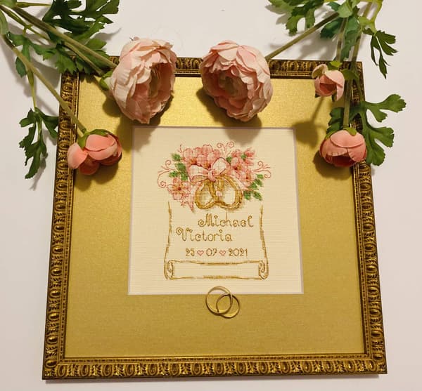 Broderikit Riolis "Bröllopsringar" 15x15 cm