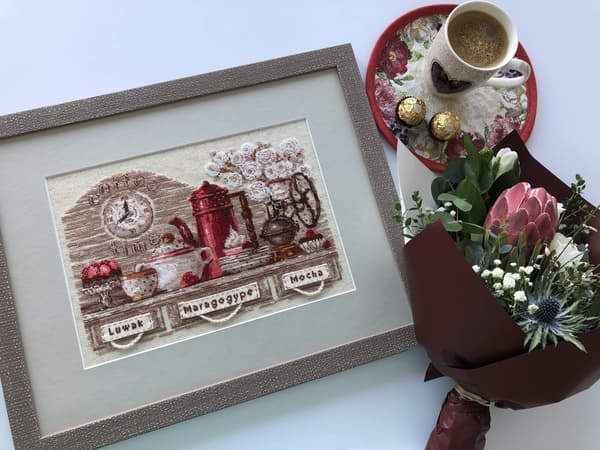 Broderikit Riolis "Kaffestund" 30x21 cm