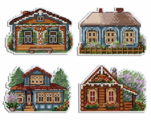 Broderikit plastic canvas MP Studia "Små hus" 9x6 cm