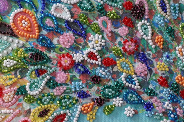 Perlebroderi Abris Art "Farverig hale" 15x15 cm