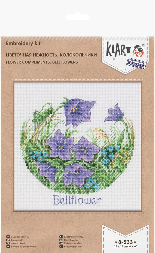 Broderikit Klart "Blomsterkomplimenter. Klokker" 15x15cm