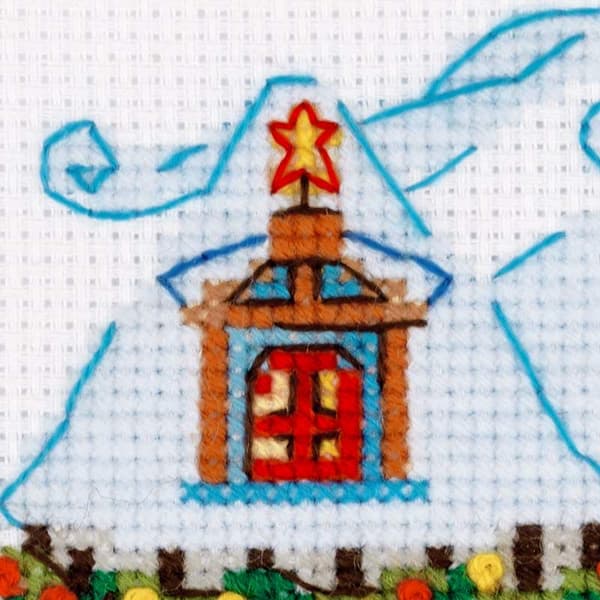 Broderisett Riolis "Hytte med slede" 15x15 cm