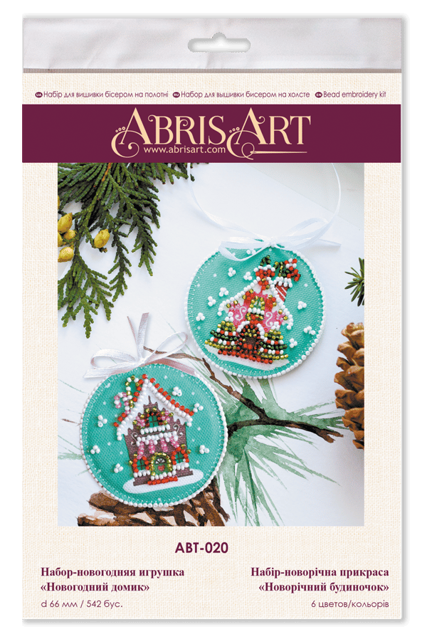 Broderikit med pärlor Abris Art "Julhus" 13.2x6.6 cm