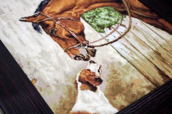 Broderikit Luca-S B580 - "Jæger og foxhound" 28.5x35 cm
