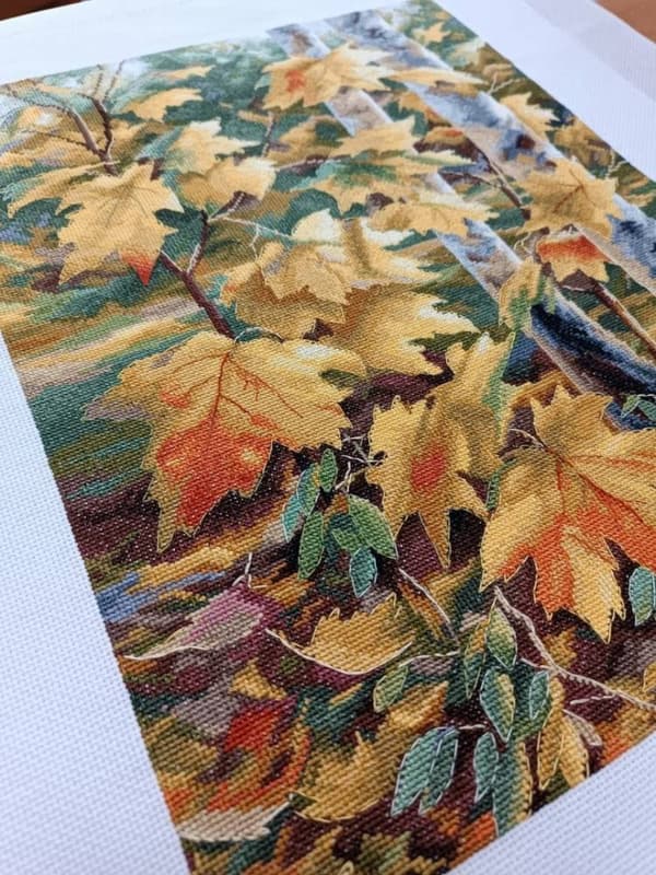 Broderikit Oven "Gyldne lønneblade" 30x40 cm