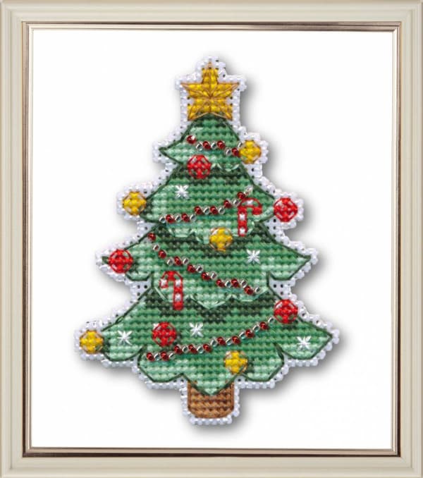 Broderikit plastic canvas Oven "Julgran" 7x9.6 cm