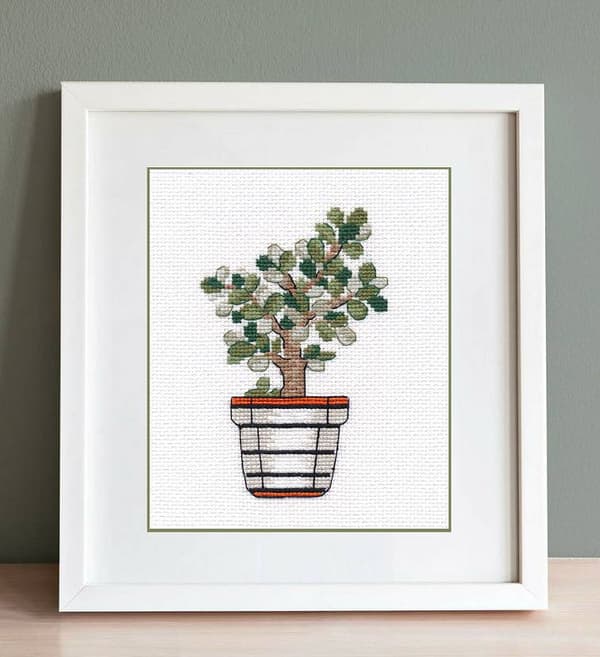 Broderisett Oven "Crassula" 7x11 cm
