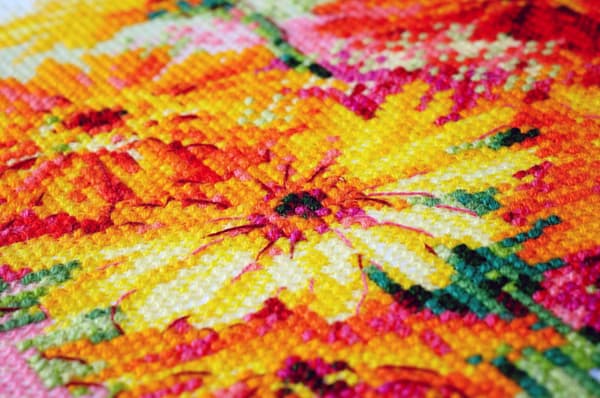 Broderisett Riolis "Akvarellgerbera" 30x30 cm