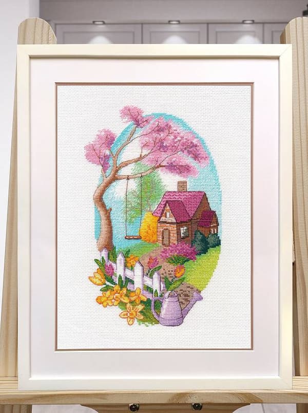 Broderikit Oven "Forårsstemning" 14x24 cm