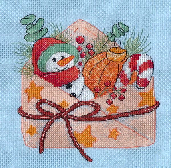 Broderikit Oven "Julkuvert" 13x13 cm