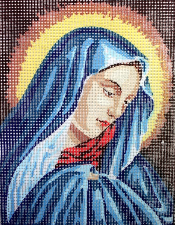 Påtrykt broderikit Collection D`Art "Den hellige moder" 14x18 cm