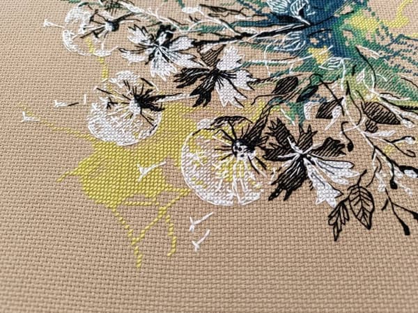Broderikit Oven "Mælkebøtter" 21x21 cm