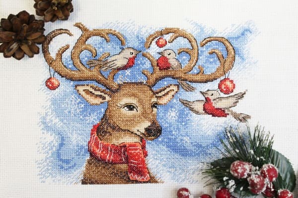 Broderisett MP Studia "Drømmende hjort" 22x18 cm