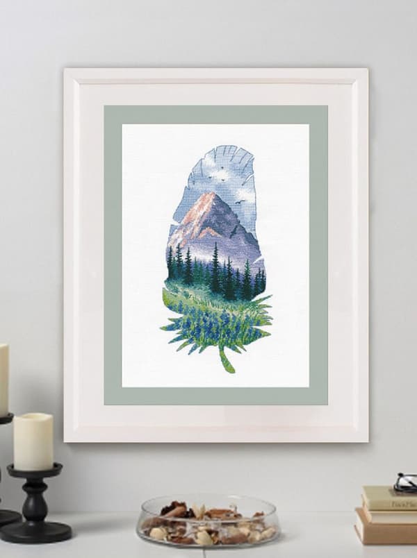 Broderikit Oven "Bjerglandskab" 15x29 cm