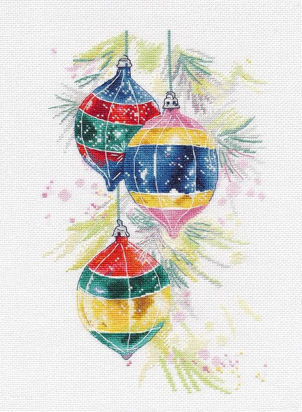 Broderikit Oven "Julprydnader" 16x28 cm