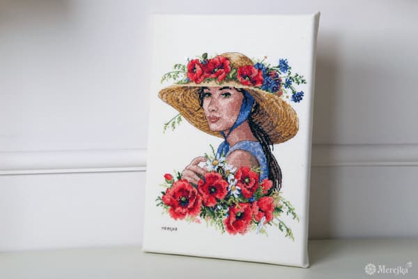 Broderisett Merejka K-250 - "Blomsterhatt" 21x25 cm