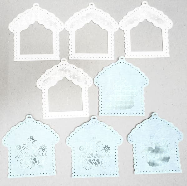 Broderikit MP Studia "Julegårdshus (sæt med 2)" 10x10cm