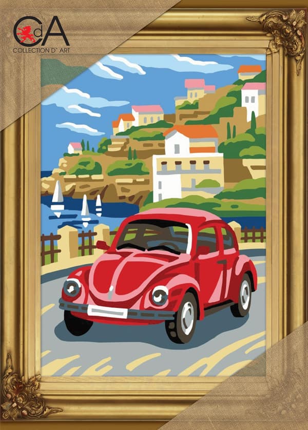 Kanavatyö Collection D`Art "Punainen auto" 22x30 cm