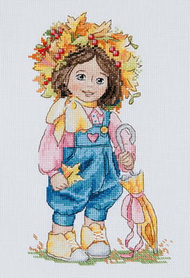Broderikit Merejka K-100 - "Höstflicka" 23x14 cm