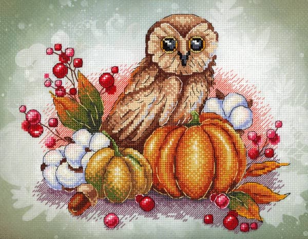 Broderikit MP Studia "Uggla på pumpa" 26x21 cm