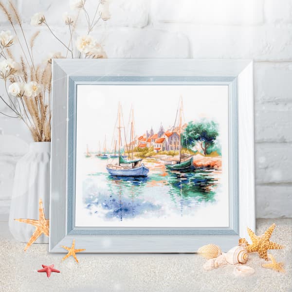 Broderikit Magic Needle "Den tysta hamnen" 26x26 cm