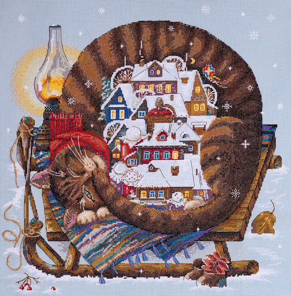 Broderikit Merejka K-107 - "Mysig vinter" 36x36 cm