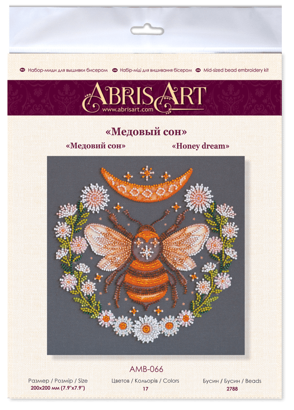 Perlebroderi Abris Art "Honningdrøm" 20x20 cm
