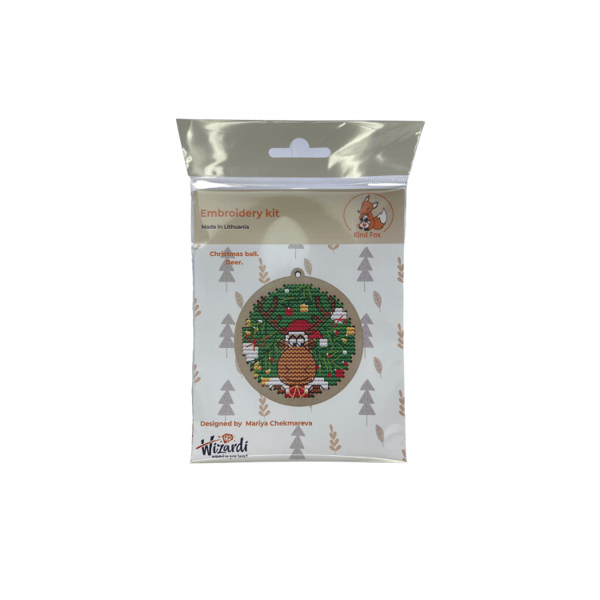 Träbroderi Kind Fox "Julboll "Ren"" 6.5х7cm