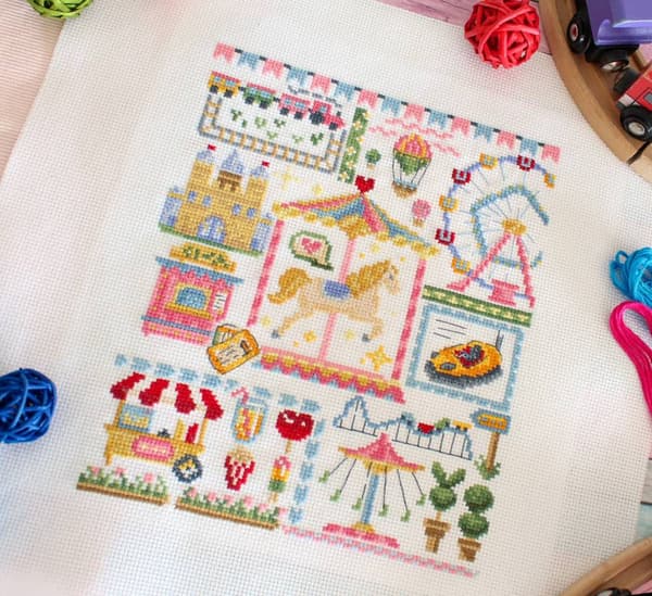 Broderikit MP Studia "Sampler. Nöjespark" 16x20cm/6.3x7.87"