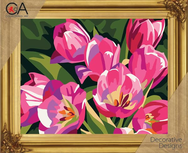 Påtrykt broderikit Collection D`Art "Vilde blomster" 22x30 cm