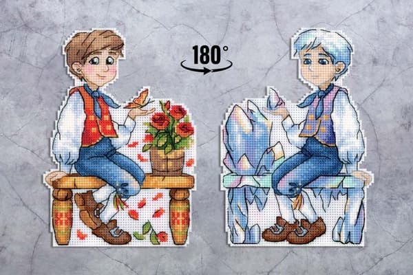 Broderikit Plastik Canvas MP Studia "Dreng med koldt hjerte" 16x12cm