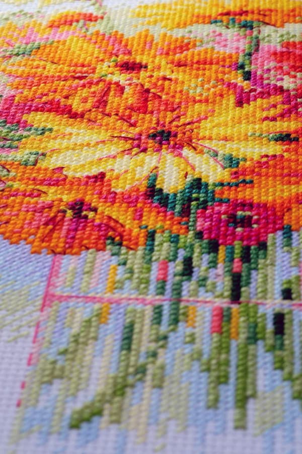 Broderikit Riolis "Akvarelgerbera" 30x30 cm